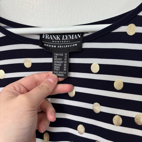 Frank Lyman Navy Metallic Dot Top - Size 10 - Picture 4 of 7